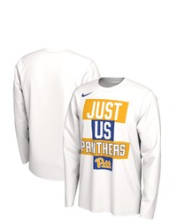Nike White Pitt Panthers 2021 Postseason Basketball Just Us Bench Legend Long Sleeve T Shirt