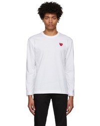 Comme Des Garcons Play White Red Heart Patch T Shirt