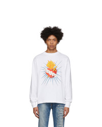 Palm Angels White Sacred Heart Long Sleeve T Shirt