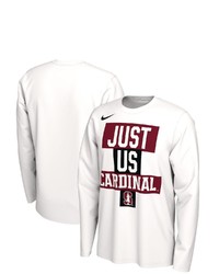 Nike White Stanford Cardinal 2021 Postseason Basketball Just Us Bench Legend Long Sleeve T Shirt