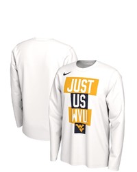 Nike White West Virginia Mountaineers 2021 Postseason Basketball Just Us Bench Legend Long Sleeve T Shirt