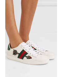 Gucci Ace Med Crystal Embellished Leather Sneakers