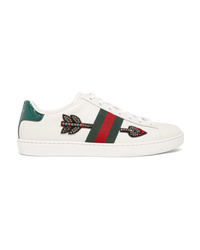 Gucci Ace Med Crystal Embellished Leather Sneakers