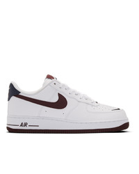 Nike White And Burgundy Air Force 1 07 Lv8 4 Sneakers