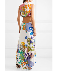Silvia Tcherassi Cartagena Open Back Floral Print Crepe Maxi Dress