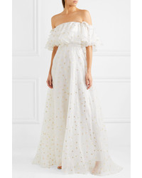 Temperley London Off The Shoulder Metallic Fil Coup Organza Gown