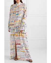 Balenciaga Oversized Printed Silk De Chine Maxi Dress