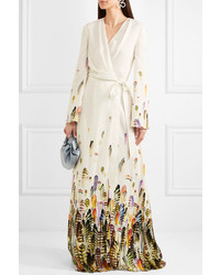 Jenny Packham Printed Satin Wrap Gown