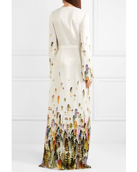 Jenny Packham Printed Satin Wrap Gown