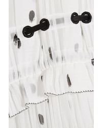 3.1 Phillip Lim Snowbird Gathered Printed Silk Chiffon Maxi Dress White