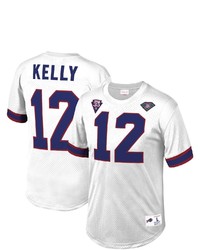 Mitchell & Ness Jim Kelly White Buffalo Bills Retired Player Name Number Mesh Top