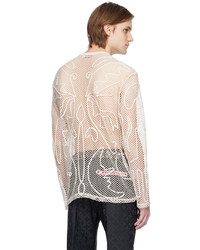Charles Jeffrey Loverboy White Graphic Net Long Sleeve T Shirt