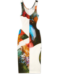 Mugler Cutout Printed Stretch Crepe Dress