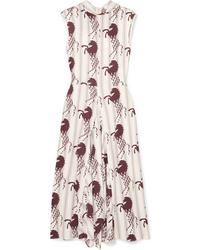 Chloé Tie Detail Printed Piqu Midi Dress