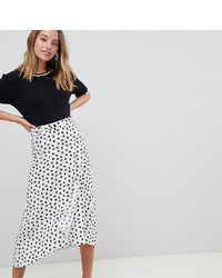 Asos Petite Asos Design Petite Wrap Jacquard Midi Skirt In Mixed Floral And Spot Print