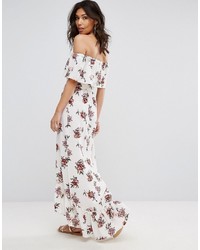 PrettyLittleThing Bardot Floral Print Maxi Dress