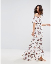 PrettyLittleThing Bardot Floral Print Maxi Dress