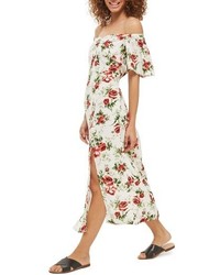 Topshop Bardot Rose Print Midi Dress