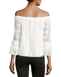 Waverly Grey Barry Grid Print Off The Shoulder Top