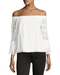 Waverly Grey Barry Grid Print Off The Shoulder Top
