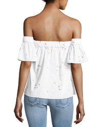 Milly Off The Shoulder Surfer Print Coup Top White