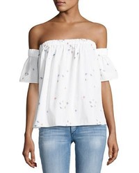 Milly Off The Shoulder Surfer Print Coup Top White