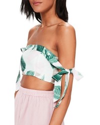 Missguided Tropical Print Off The Shoulder Top