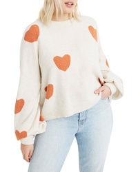 Madewell Heart Dot Balloon Sleeve Pullover Sweater