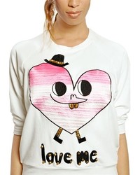Lin Art Project Jersey Embroidered Heart Sweatshirt