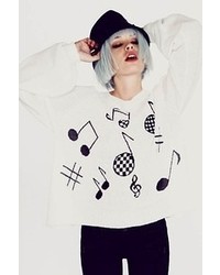 Wildfox Couture Music Party Pfeiffer Sweater In Clean White