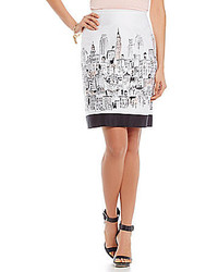 Tahari By Asl City Print Pencil Skirt