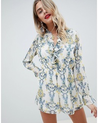 ASOS DESIGN Playsuit In Crinkle Chiffon And Floral Print