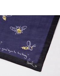 Paul Smith White Bees Print Pocket Square