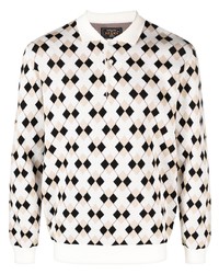 Beams Plus Argyle Knitted Long Sleeve Polo