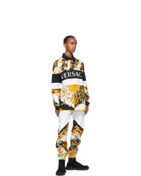 Versace White And Gold Acanthus Long Sleeve Polo