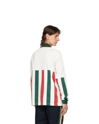 Gucci White Web Striped Long Sleeve Polo