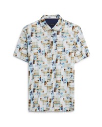 Bugatchi Digital Photo Print Polo In Sand At Nordstrom