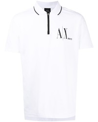 Armani Exchange Logo Print Zip Up Polo Shirt