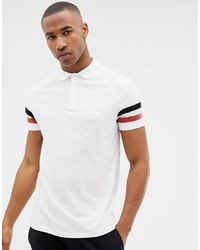 ASOS DESIGN Polo Shirt With Contrast Sleeve Stripe In White
