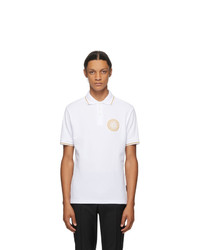VERSACE JEANS COUTURE White And Gold Logo Polo
