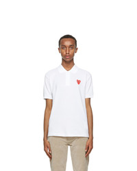Comme Des Garcons Play White Double Heart Polo