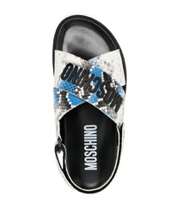 Moschino Logo Embossed Python Print Sandals