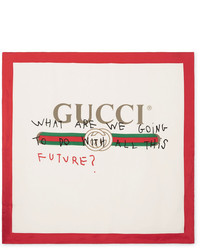 Gucci Printed Silk Twill Scarf Ivory