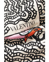 Valentino Printed Silk Twill Scarf Off White
