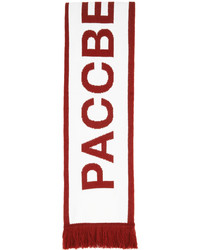 Rassvet White Red Intarsia Logo Scarf