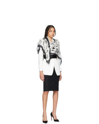 Alexander McQueen White And Black Inked Butterfly Shawl Scarf