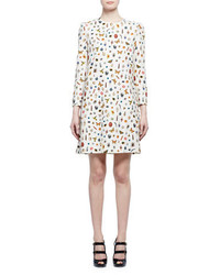 Alexander McQueen Obsession Print 34 Sleeve Shift Dress Ivory Mix