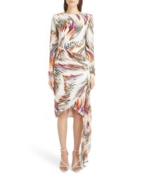 Givenchy Wave Pattern Asymmetrical Silk Marocain Dress