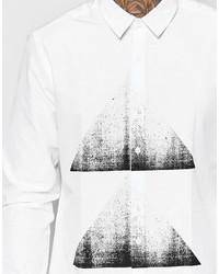 Asos Brand White Shirt With Triangle Chest Print In Regular Fit