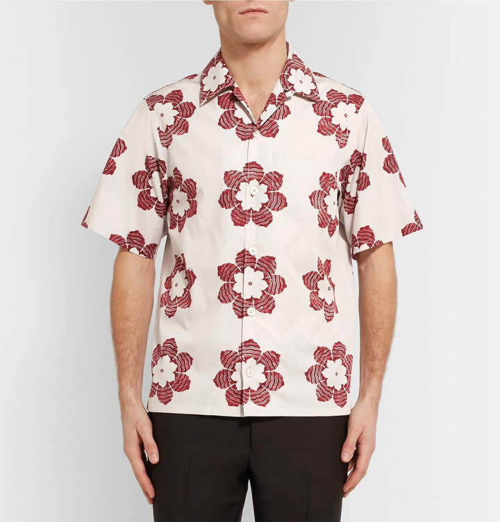 Prada Camp Collar Printed Cotton Shirt, $640 | MR PORTER | Lookastic